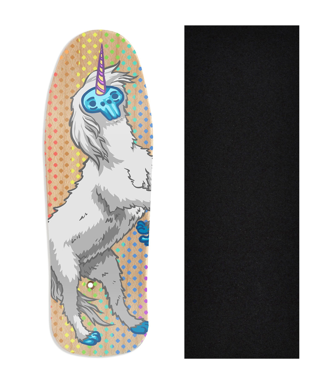 Teak Tuning Heat Transfer Graphic Wooden Fingerboard Deck, "Yeticorn" Carlsbad Cruiser Deck