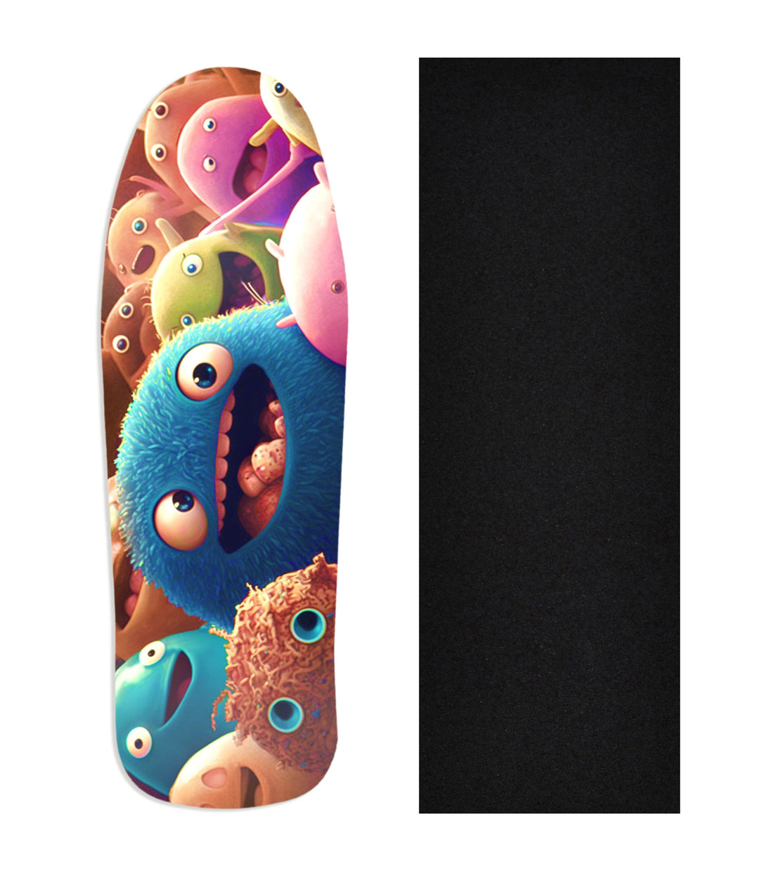 Teak Tuning Heat Transfer Graphic Wooden Fingerboard Deck, "Eager Microbes" Carlsbad Cruiser Deck