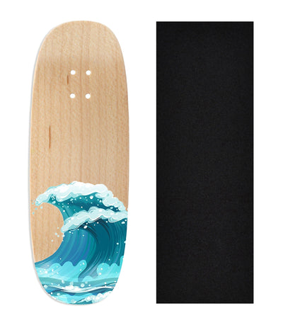 Teak Tuning Heat Transfer Graphic Wooden Fingerboard Deck, "Waves" Ohhh Deck