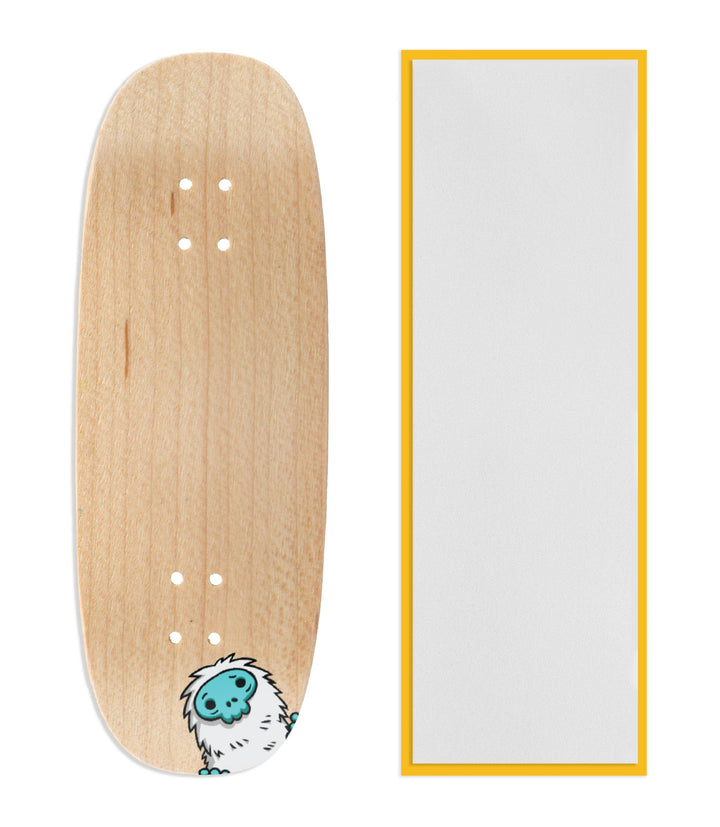 Teak Tuning Heat Transfer Graphic Wooden Fingerboard Deck, "Blue Peepin' Yeti" Ohhh Deck