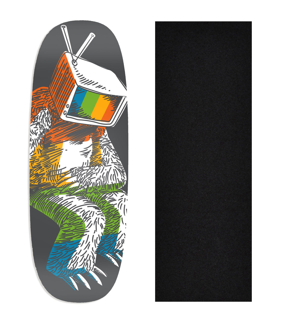 Teak Tuning Heat Transfer Graphic Wooden Fingerboard Deck, "Calibrating Yeti" Ohhh Deck