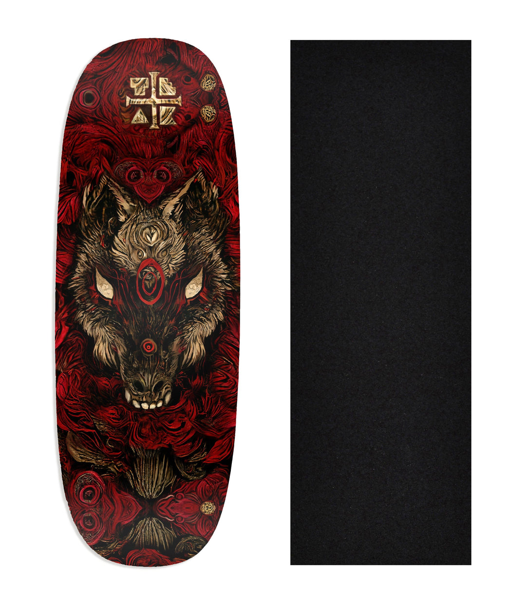 Teak Tuning Heat Transfer Graphic Wooden Fingerboard Deck, "Howl in the Night" Ohhh Deck