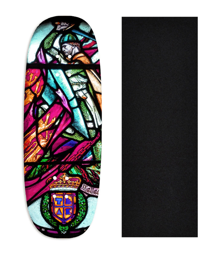 Teak Tuning Heat Transfer Graphic Wooden Fingerboard Deck, "Wallace Stained Glass" Ohhh Deck