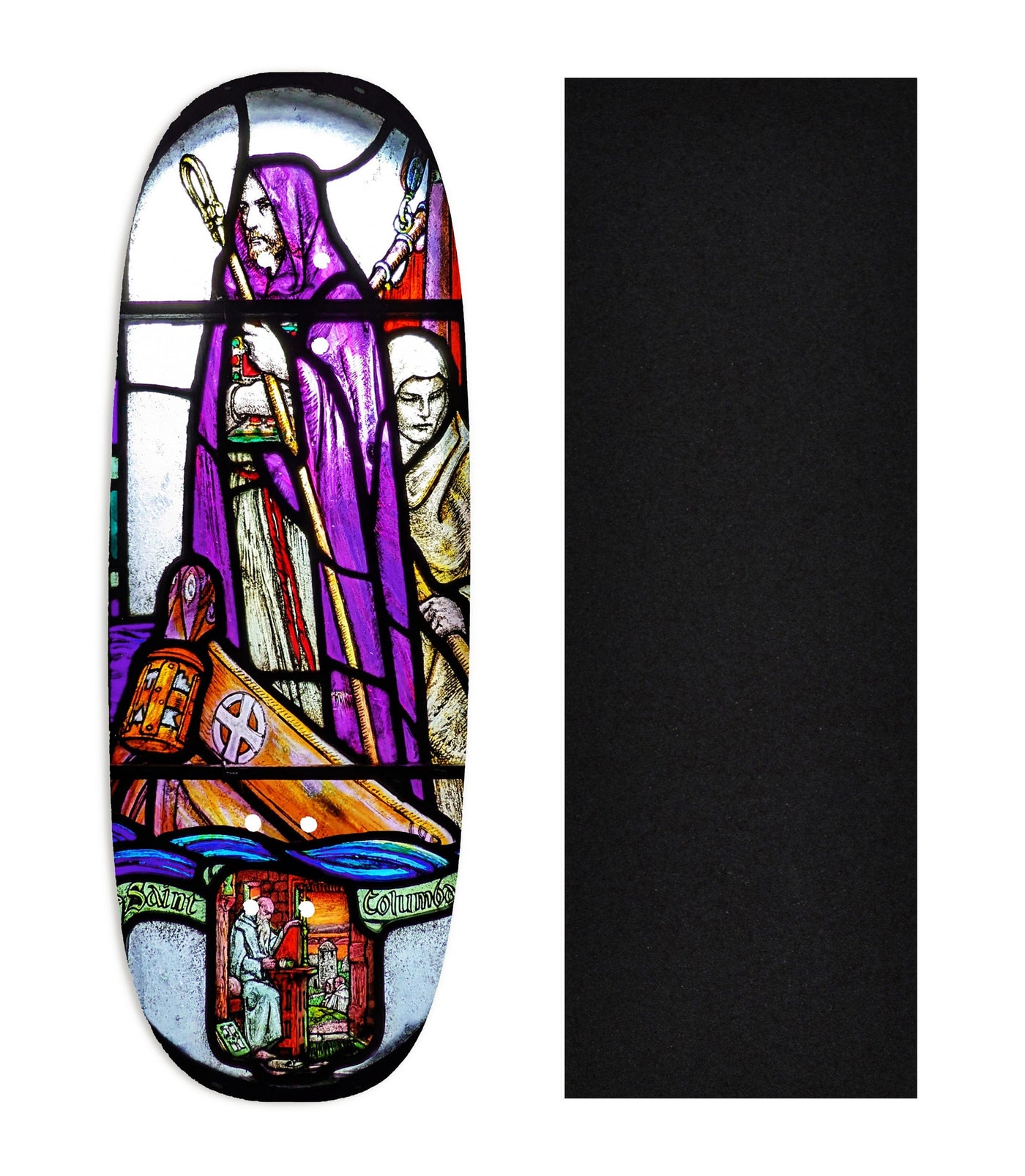Teak Tuning Heat Transfer Graphic Wooden Fingerboard Deck, "St. Columba Stained Glass" Ohhh Deck