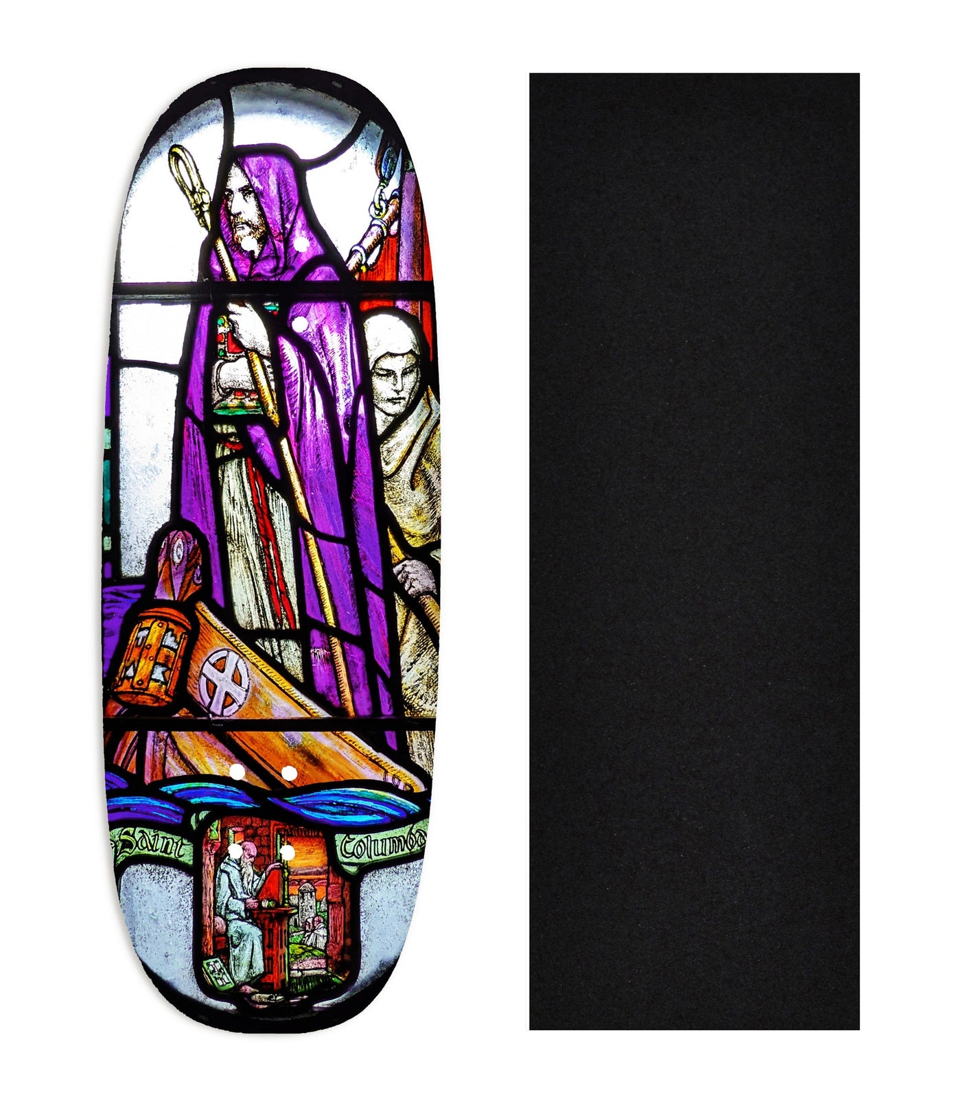 Teak Tuning Heat Transfer Graphic Wooden Fingerboard Deck, "St. Columba Stained Glass" Ohhh Deck