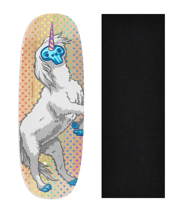 Teak Tuning Heat Transfer Graphic Wooden Fingerboard Deck, "Yeticorn" Ohhh Deck