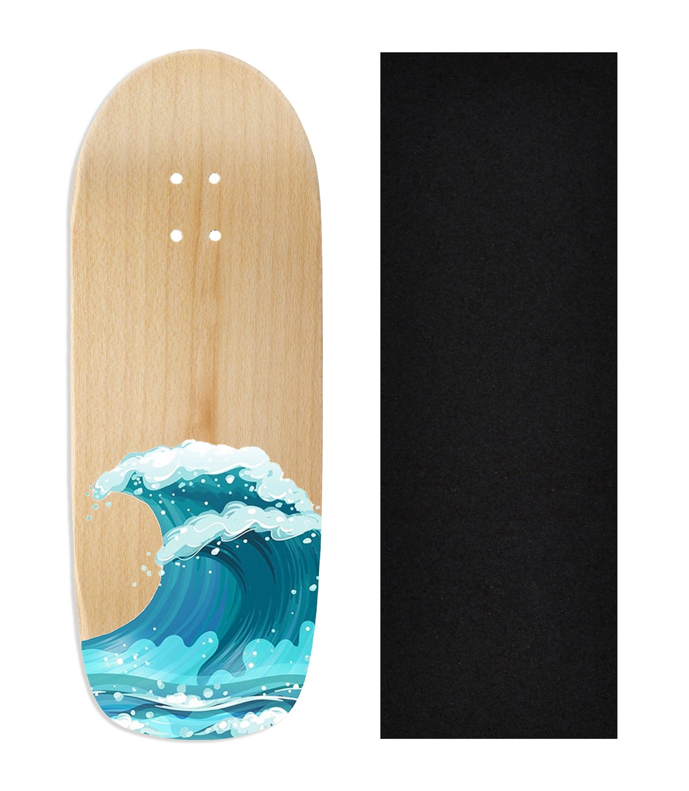 Teak Tuning Heat Transfer Graphic Wooden Fingerboard Deck, "Waves" Poolparty Deck