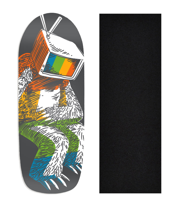 Teak Tuning Heat Transfer Graphic Wooden Fingerboard Deck, "Calibrating Yeti" Poolparty Deck