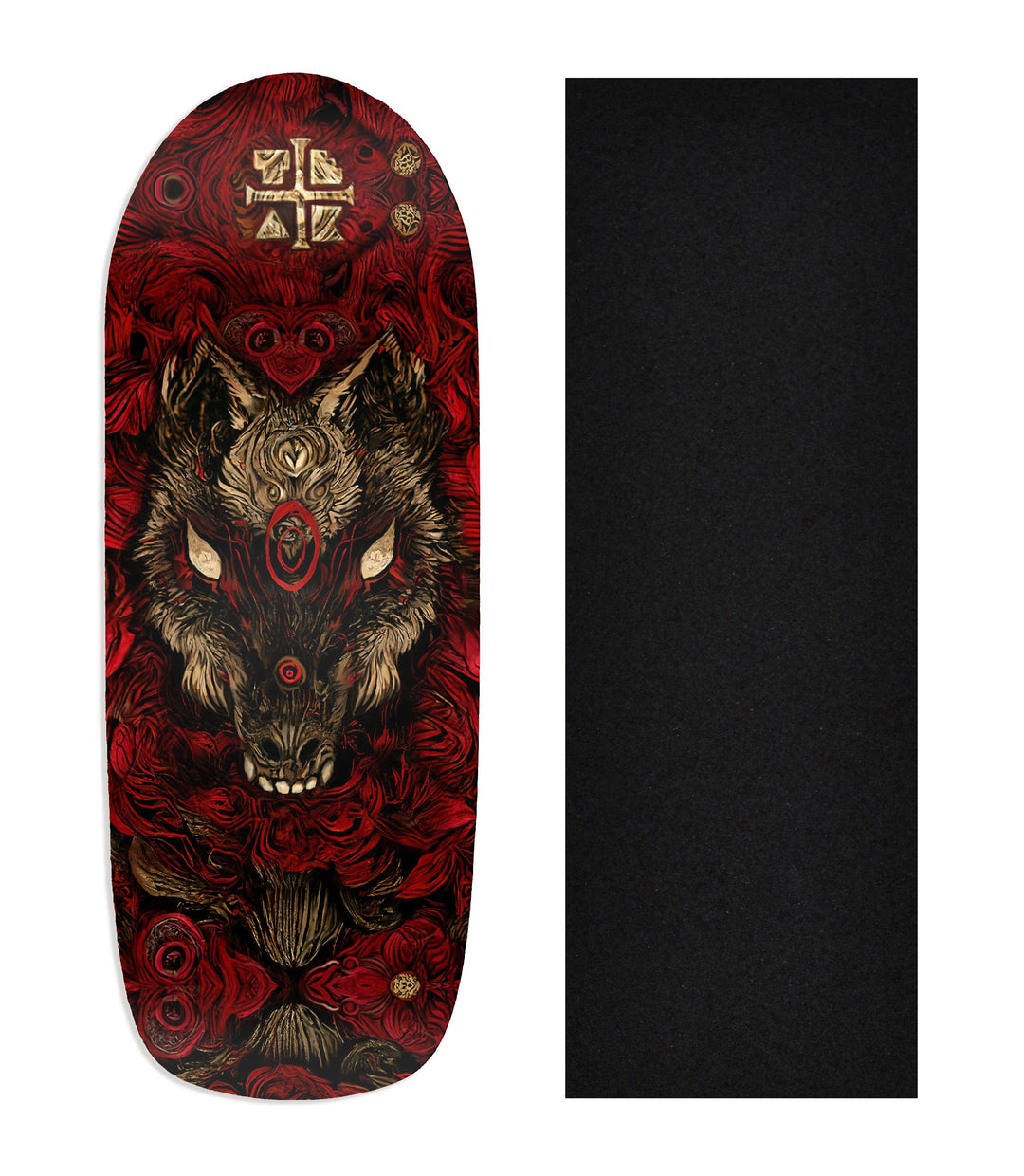 Teak Tuning Heat Transfer Graphic Wooden Fingerboard Deck, "Howl in the Night" Poolparty Deck
