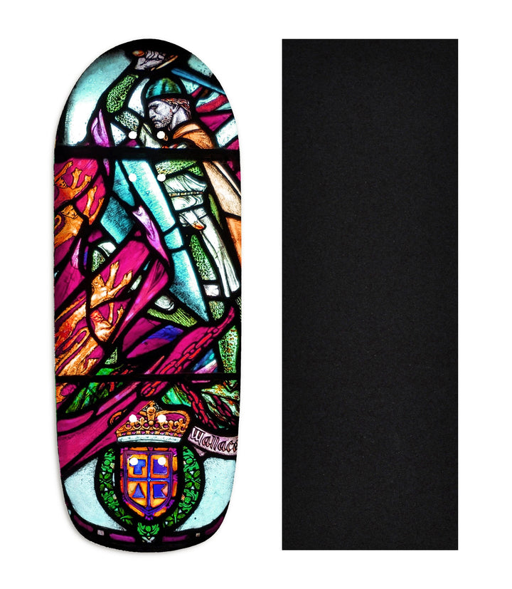 Teak Tuning Heat Transfer Graphic Wooden Fingerboard Deck, "Wallace Stained Glass" Poolparty Deck