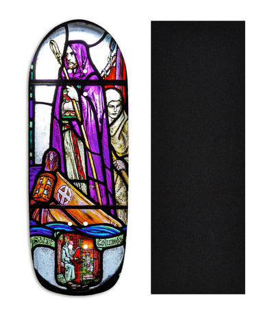 Teak Tuning Heat Transfer Graphic Wooden Fingerboard Deck, "St. Columba Stained Glass" Poolparty Deck