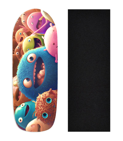 Teak Tuning Heat Transfer Graphic Wooden Fingerboard Deck, "Eager Microbes" Poolparty Deck
