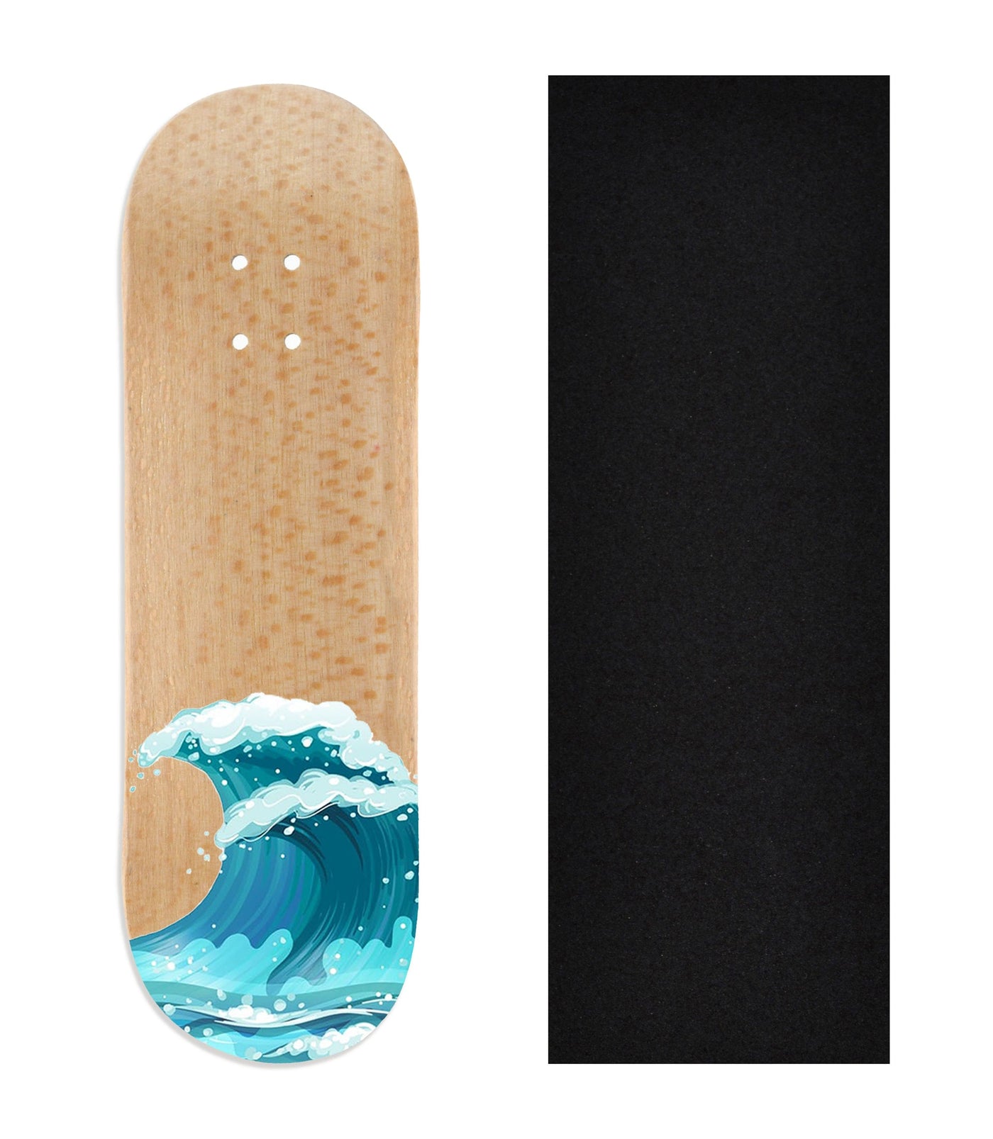 Teak Tuning Heat Transfer Graphic Wooden Fingerboard Deck, "Waves" 29mm Deck