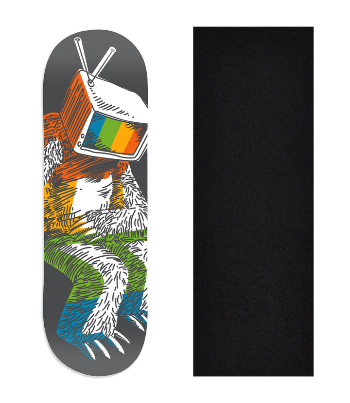 Teak Tuning Heat Transfer Graphic Wooden Fingerboard Deck, "Calibrating Yeti" 29mm Deck