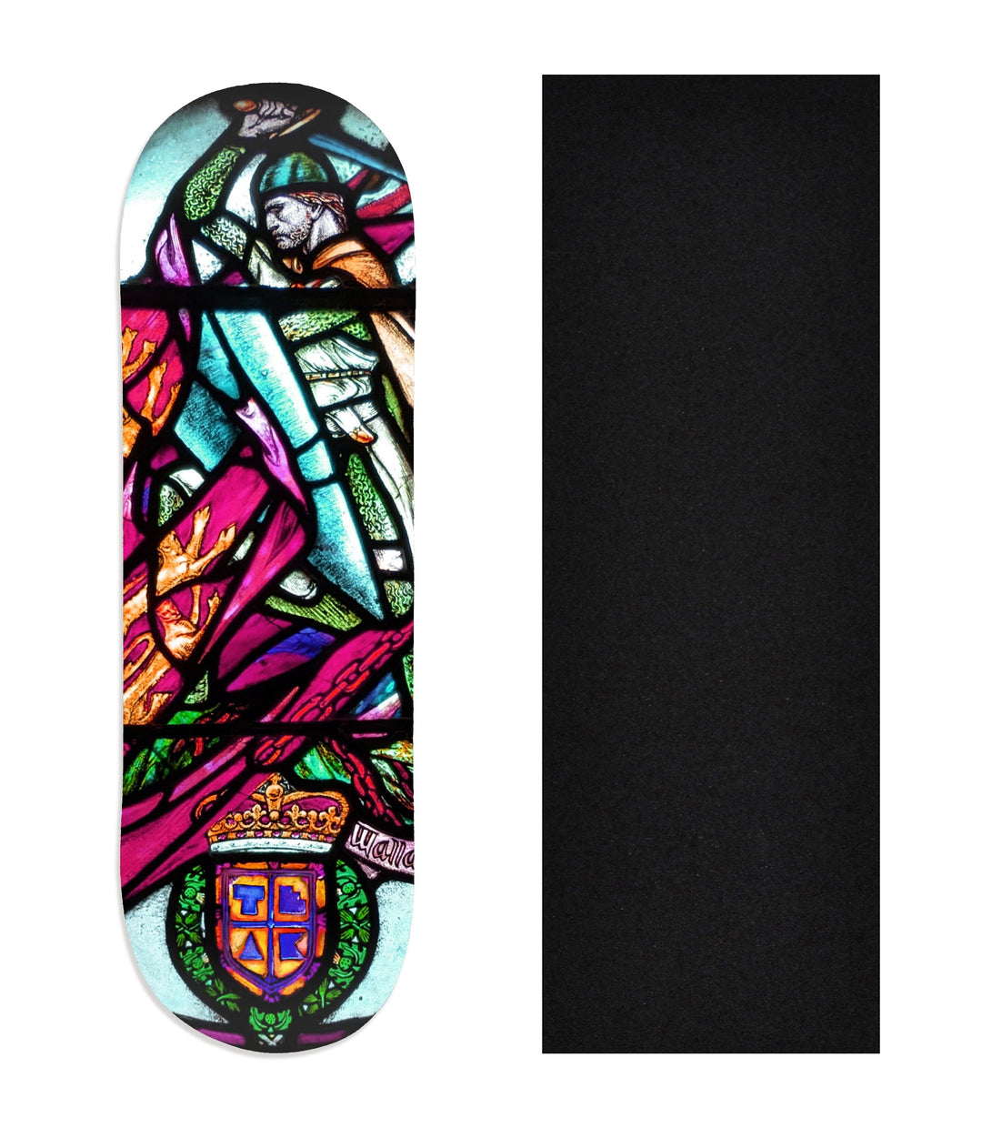 Teak Tuning Heat Transfer Graphic Wooden Fingerboard Deck, "Wallace Stained Glass" 29mm Deck