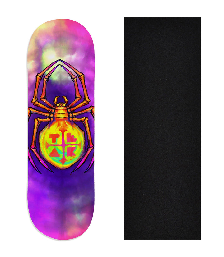 Teak Tuning Heat Transfer Graphic Wooden Fingerboard Deck, "Arachnoid" 29mm Deck