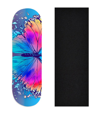Teak Tuning Heat Transfer Graphic Wooden Fingerboard Deck, "Radiant Butterfly" 29mm Deck