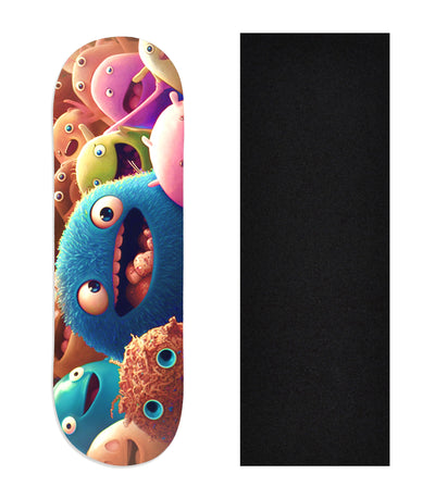 Teak Tuning Heat Transfer Graphic Wooden Fingerboard Deck, "Eager Microbes" 29mm Deck