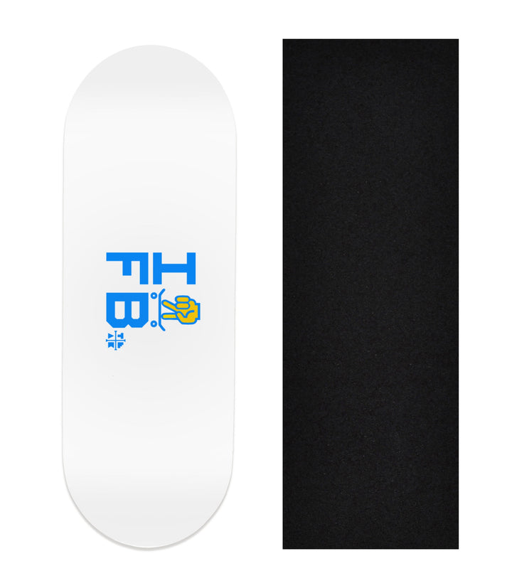 Teak Tuning Heat Transfer Graphic Wooden Fingerboard Deck, "I [SKATE] FB" (White) 32mm Deck