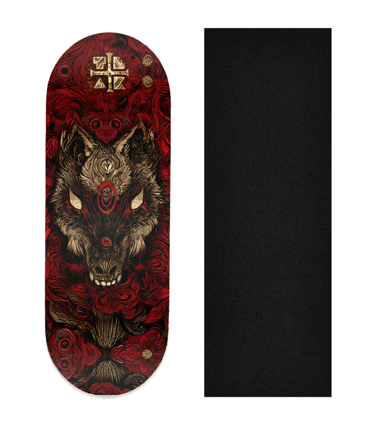 Teak Tuning Heat Transfer Graphic Wooden Fingerboard Deck, "Howl in the Night" 32mm Deck