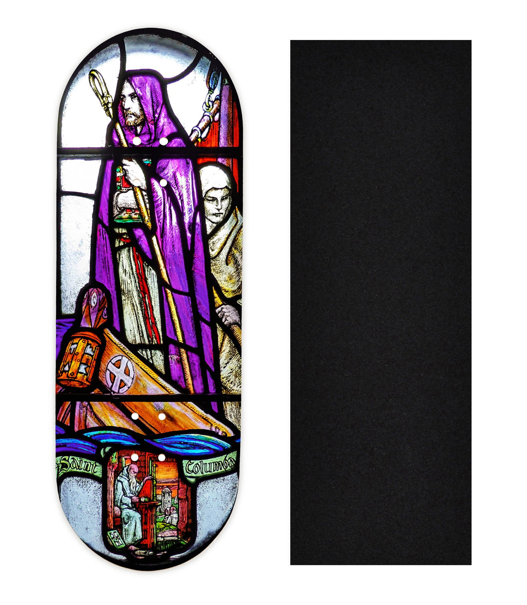 Teak Tuning Heat Transfer Graphic Wooden Fingerboard Deck, "St. Columba Stained Glass" 32mm Deck