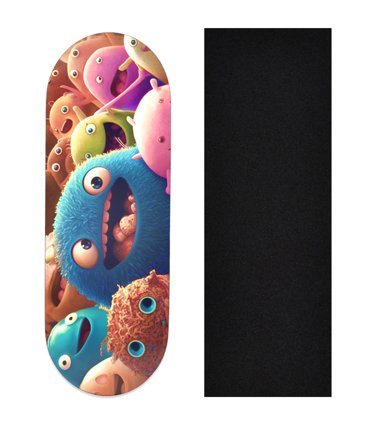 Teak Tuning Heat Transfer Graphic Wooden Fingerboard Deck, "Eager Microbes" 32mm Deck