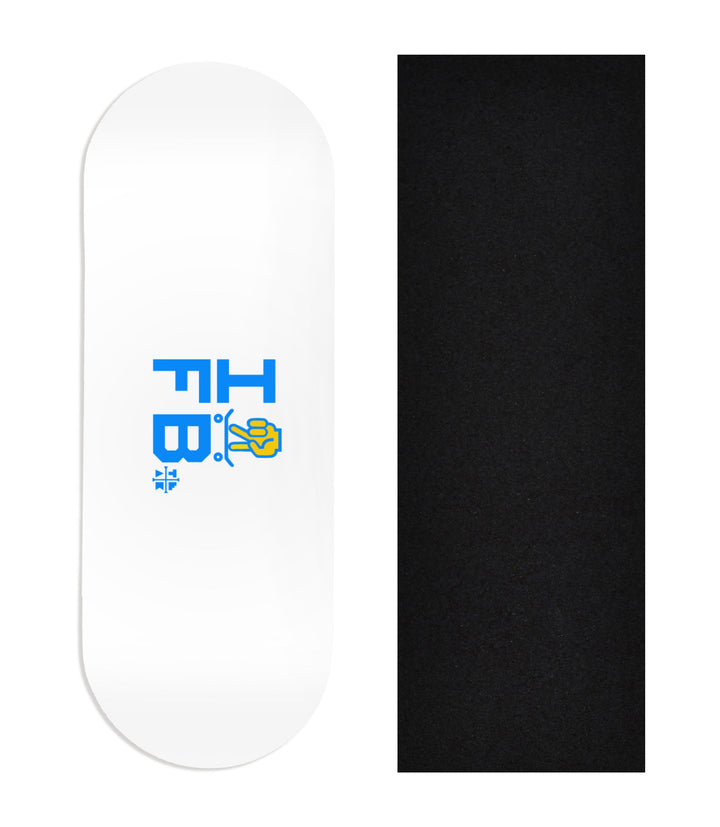 Teak Tuning Heat Transfer Graphic Wooden Fingerboard Deck, "I [SKATE] FB" (White) 34mm Deck