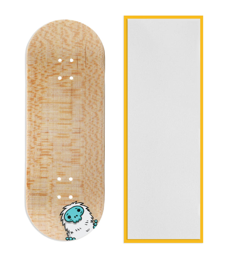 Teak Tuning Heat Transfer Graphic Wooden Fingerboard Deck, "Blue Peepin' Yeti"