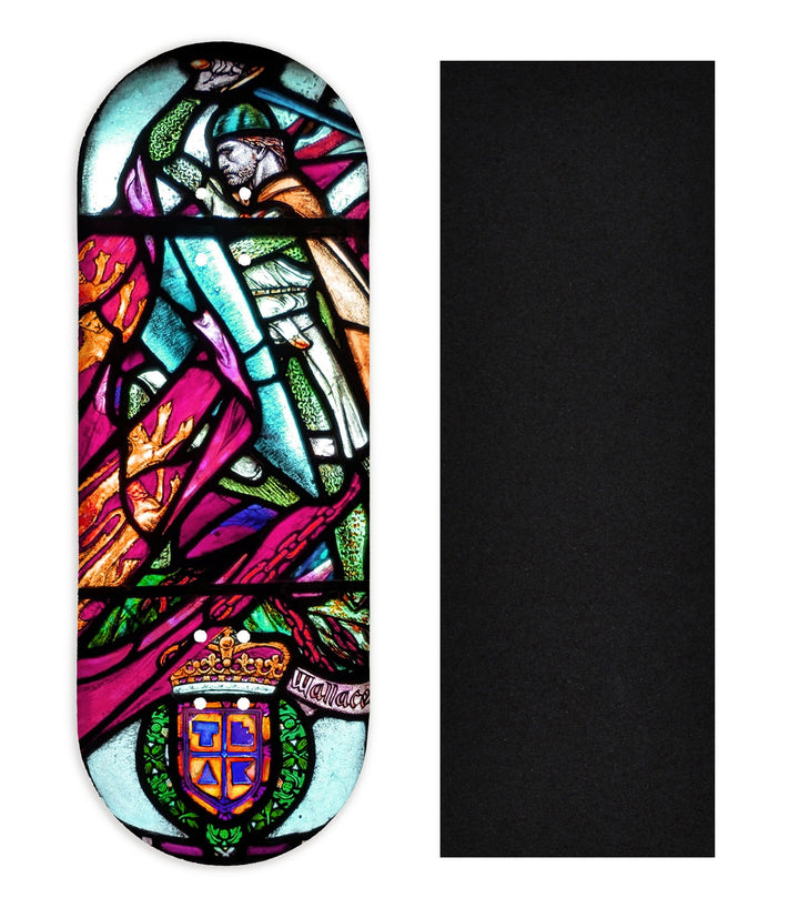 Teak Tuning Heat Transfer Graphic Wooden Fingerboard Deck, "Wallace Stained Glass" 34mm Deck