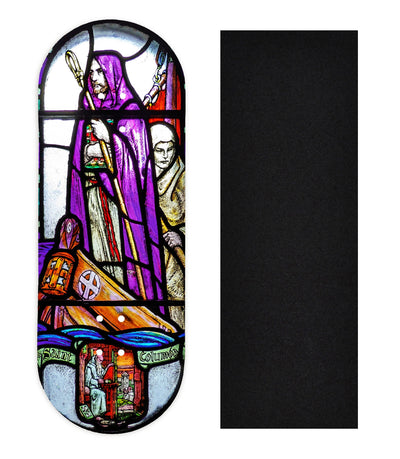 Teak Tuning Heat Transfer Graphic Wooden Fingerboard Deck, "St. Columba Stained Glass" 34mm Deck