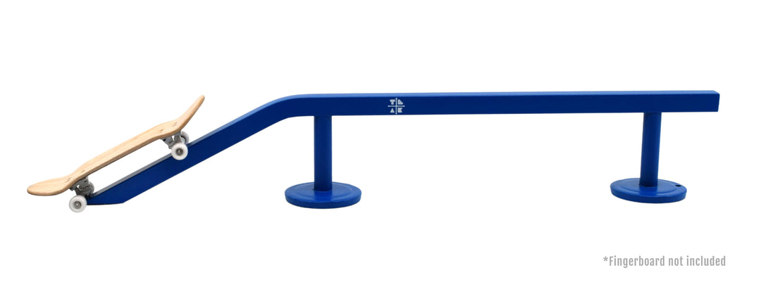 Teak Tuning Fingerboard Rail with Pole Jam Entrance, 12.5" Long - Steel Construction - Cobalt Blue