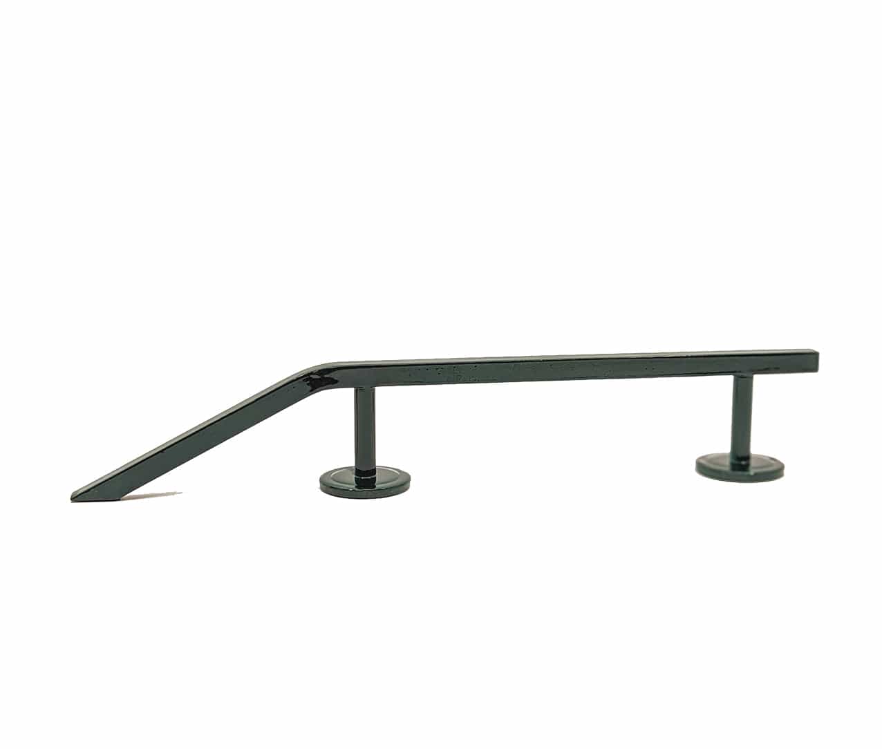 Teak Tuning Fingerboard Rail with Pole Jam Entrance, 12.5" Long - Steel Construction - Emerald Green Prism