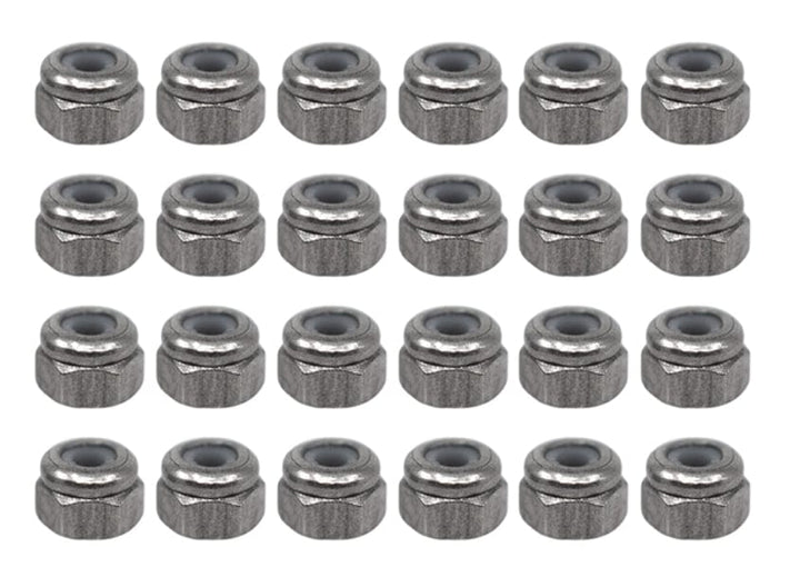 Teak Tuning Professional Nylon Insert Fingerboard Lock Nuts (Stainless Steel) 24 pack