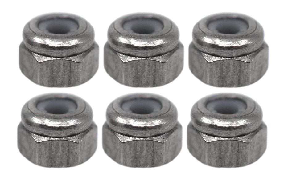 Teak Tuning Professional Nylon Insert Fingerboard Lock Nuts (Stainless Steel) 6 pack
