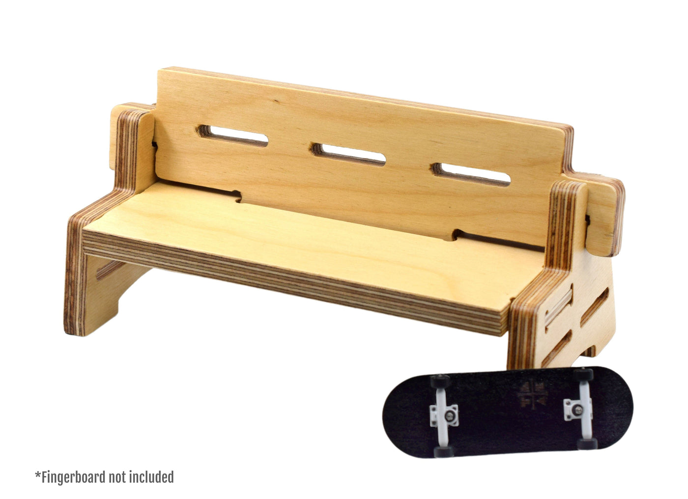 Teak Tuning Engraved Wooden Fingerboard Park Bench Ramp, 8.5 Inch