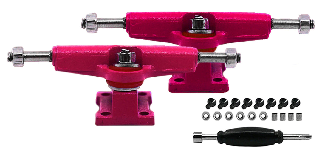 Teak Tuning Fingerboard Spacer Trucks with Standard Tuning, Pink - 32mm Width