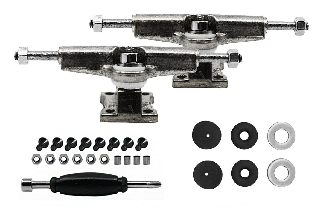 Teak Tuning Fingerboard Spacer Trucks, Chrome Silver - Includes Collaboration Tuning in Black - 32mm Width