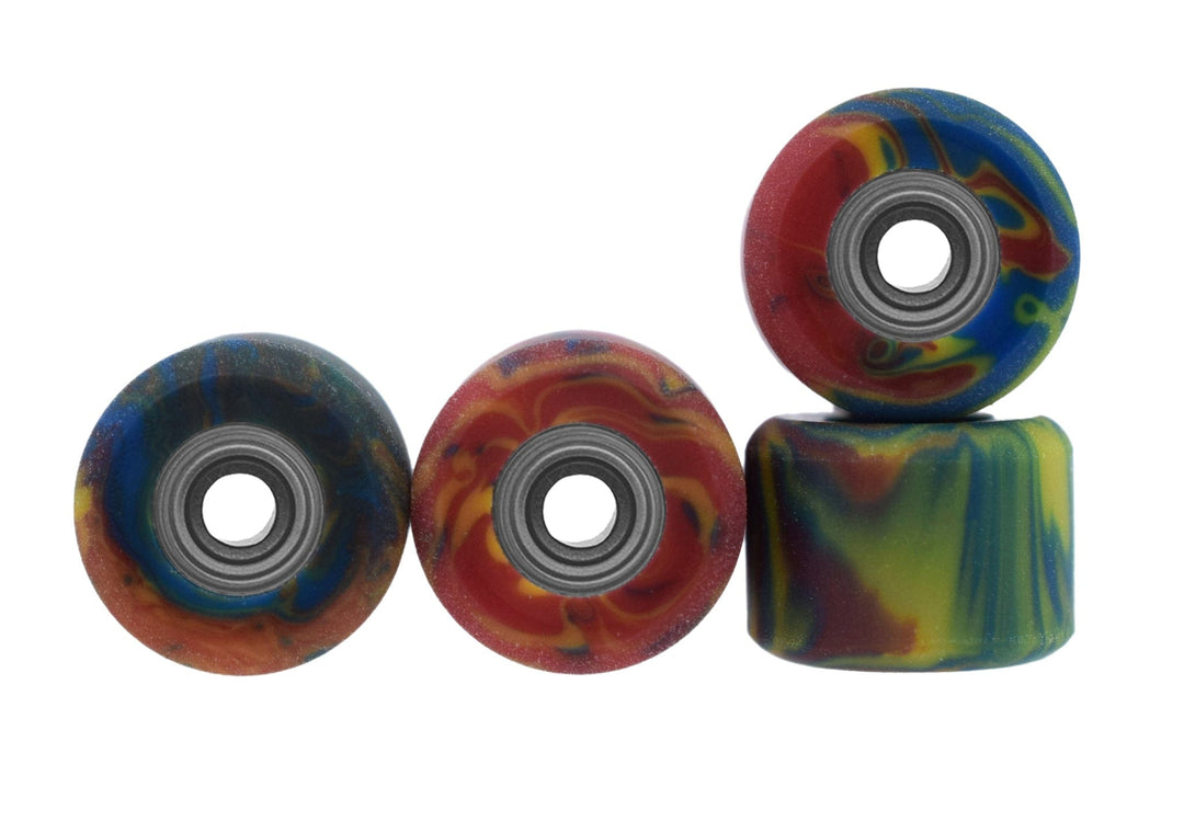 Teak Tuning Apex Shorty Wheels - 61D Urethane - ABEC-9 Bearings - "Tie Dye Swirl"