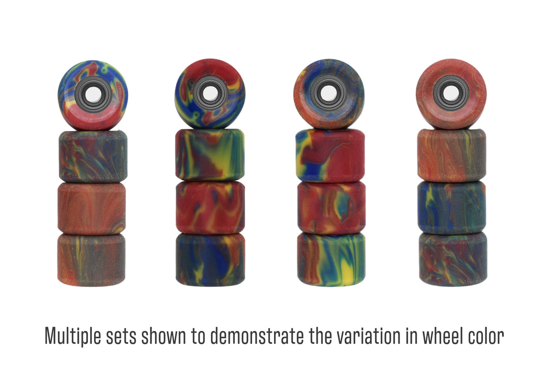 Teak Tuning Apex Shorty Wheels - 61D Urethane - ABEC-9 Bearings - "Tie Dye Swirl"