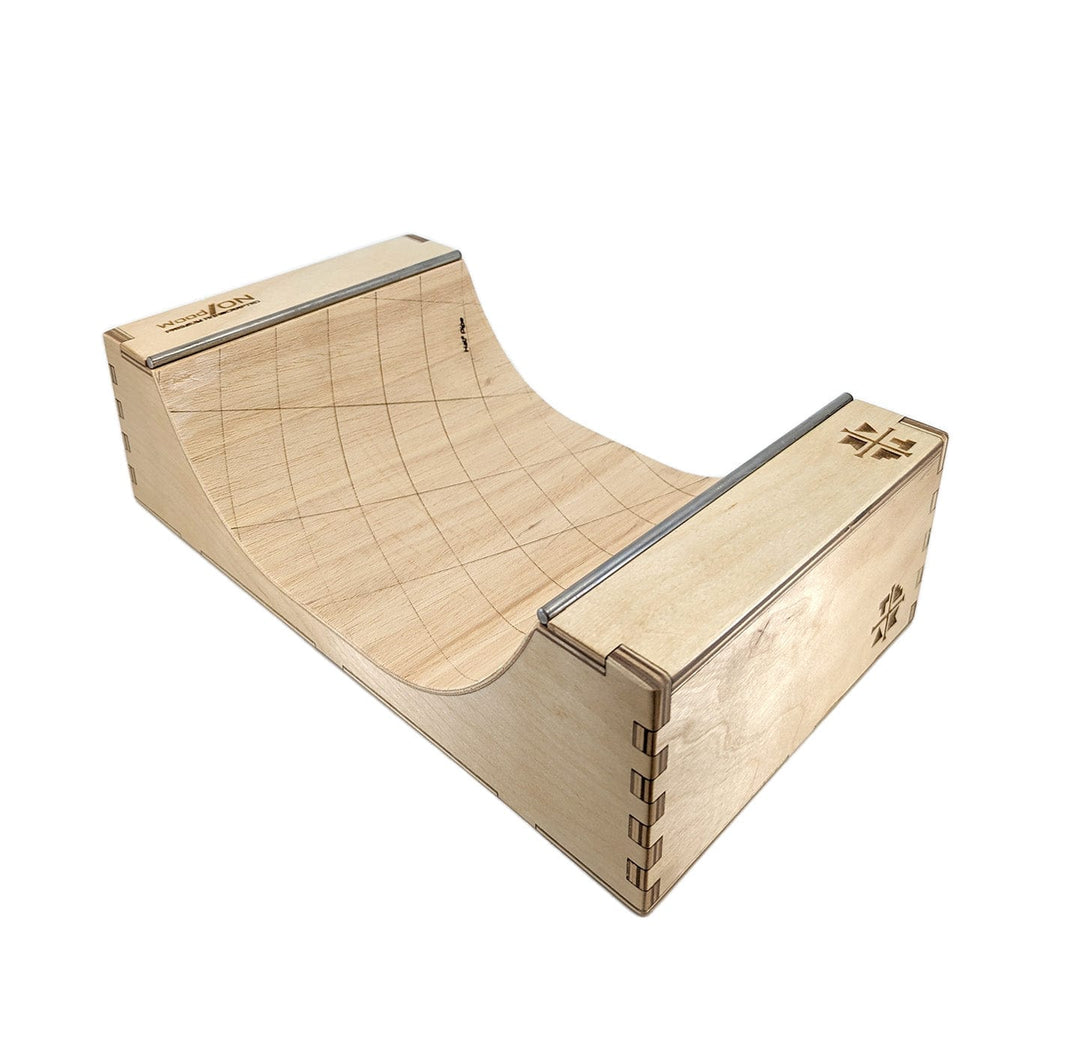 Teak Tuning Teak Tuning Wooden Fingerboard Halfpipe with Solid Metal Coping - 13.5 inches - Collab with WoodOn