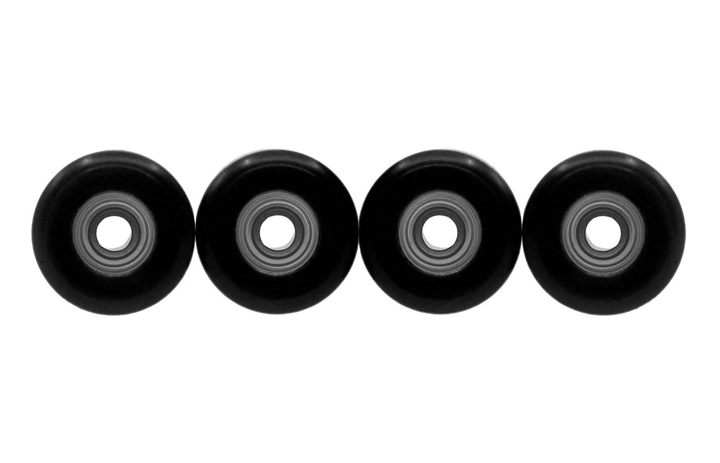 Teak Tuning Apex 85D Performance Plastic Fingerboard Wheels, Mini "Shorty" Shape - Premium ABEC-9 Stealth Bearings - Black Ice Colorway - Set of 4