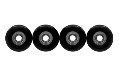 Teak Tuning Apex 85D Performance Plastic Fingerboard Wheels, Mini "Shorty" Shape - Premium ABEC-9 Stealth Bearings - Black Ice Colorway - Set of 4