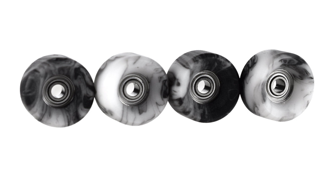 Teak Tuning Slim Bowl Fingerboard Wheels - 61D Urethane, ABEC-9 Bearings - Grey & White Swirl Colorway