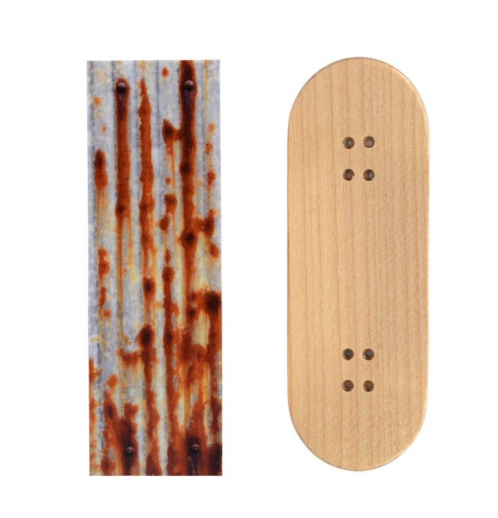 Teak Tuning Teak Swap Fingerboard Deck & Graphic Wrap - "Rusty Metal" - 32mm x 97mm