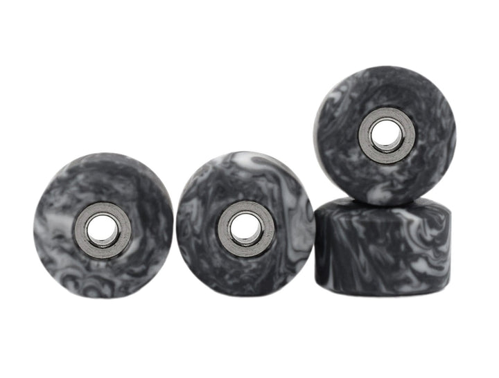 Teak Tuning Apex 71D Urethane Fingerboard Wheels, New Street Shape, Ultra Spin Bearings - Grey & White Swirl Colorway - Set of 4