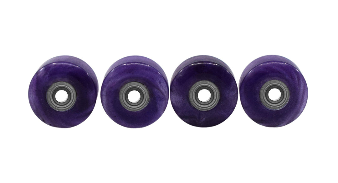 Teak Tuning Apex Urethane Fingerboard Wheels, New Street Style, Geode Series - ABEC-9 Stealth Bearings - 77D - Amethyst Swirl Colorway