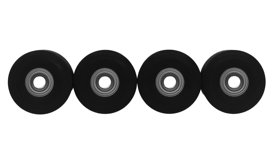 Teak Tuning Apex 65D All Terrain Polymer (ATP) Fingerboard Wheels, New Street Shape - Premium ABEC-9 Stealth Bearings - Pitch Black Colorway - Set of 4