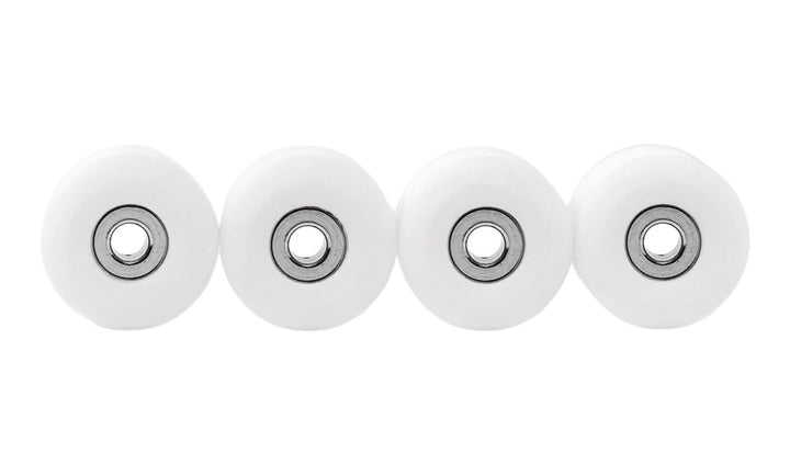 Teak Tuning Apex 71D Urethane Fingerboard Wheels, New Street Shape, Ultra Spin Bearings - White Snow Colorway - Set of 4