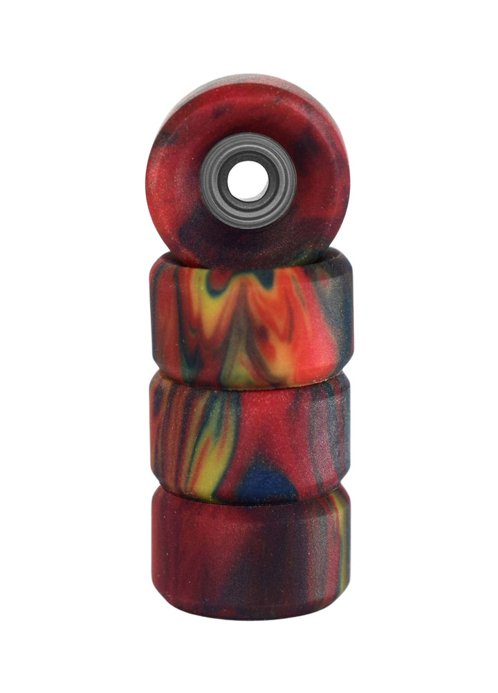 Teak Tuning Slim Bowl Fingerboard Wheels - 61D Urethane, ABEC-9 Bearings - Tie Dye Swirl Colorway
