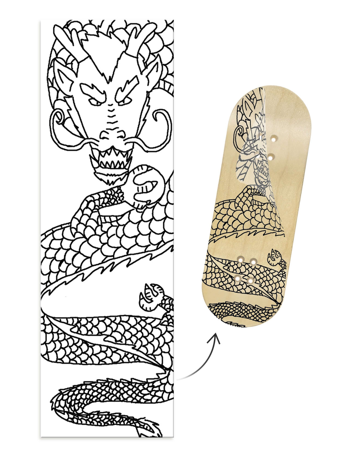 Teak Tuning "Black Dragon Born" WellVentions Collaboration Deck Graphic Wrap - Designed by Christian - 35mm x 110mm (Transparent Background)